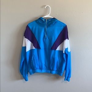 Forever 21 Blue/White/Purple Windbreaker Hoodie- L